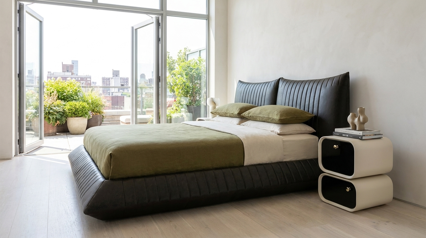 Modern luxury bedside table pair with drawers