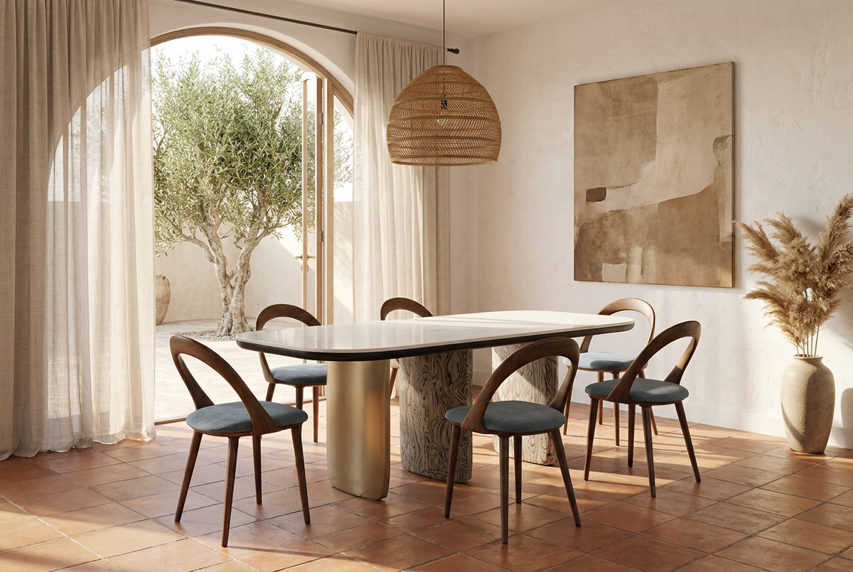 Rustic Rooms Trieste marble dining table with luxury designer finish