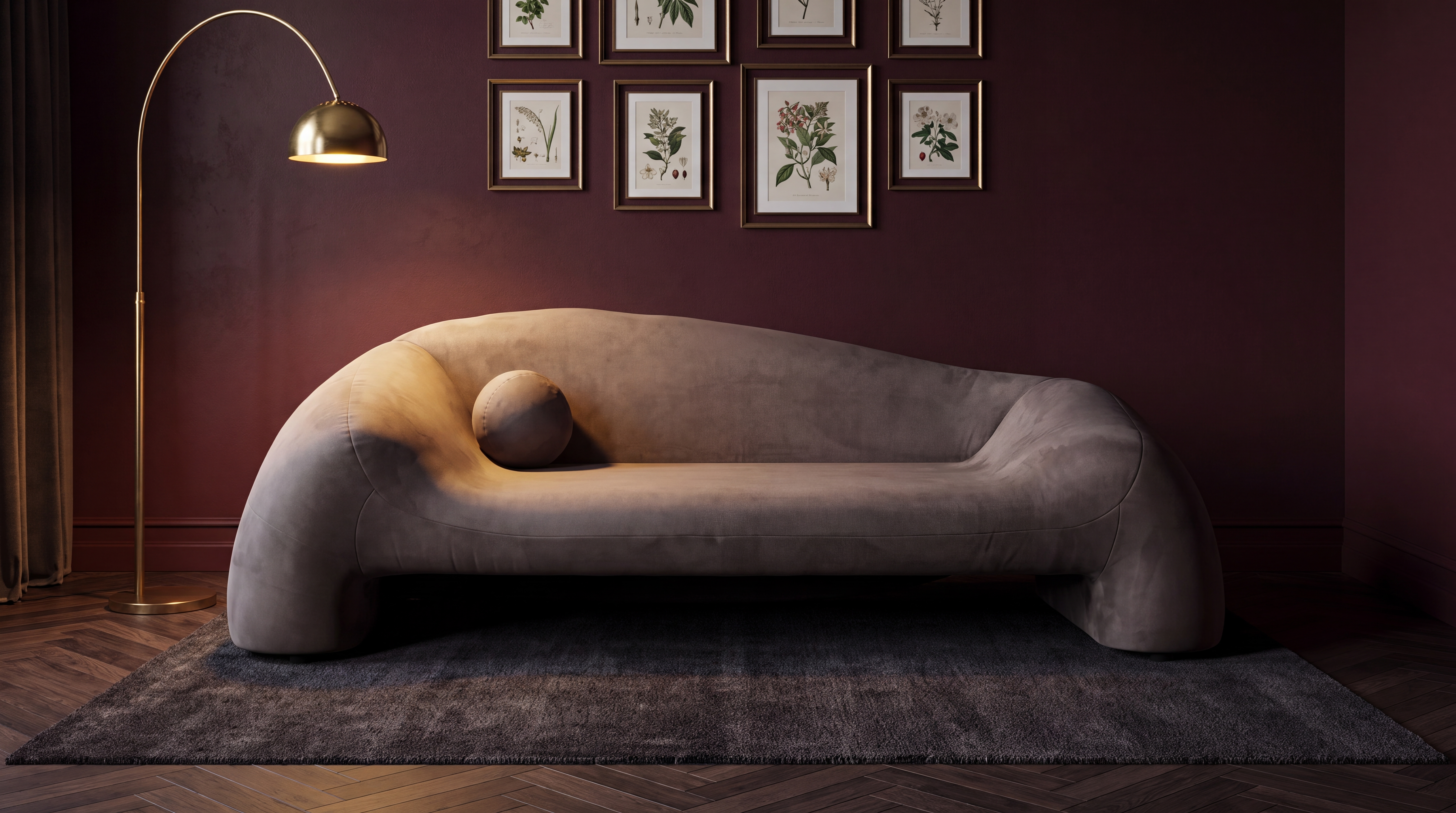 Luxury curved sofa from the Aurelia Collection in a contemporary home