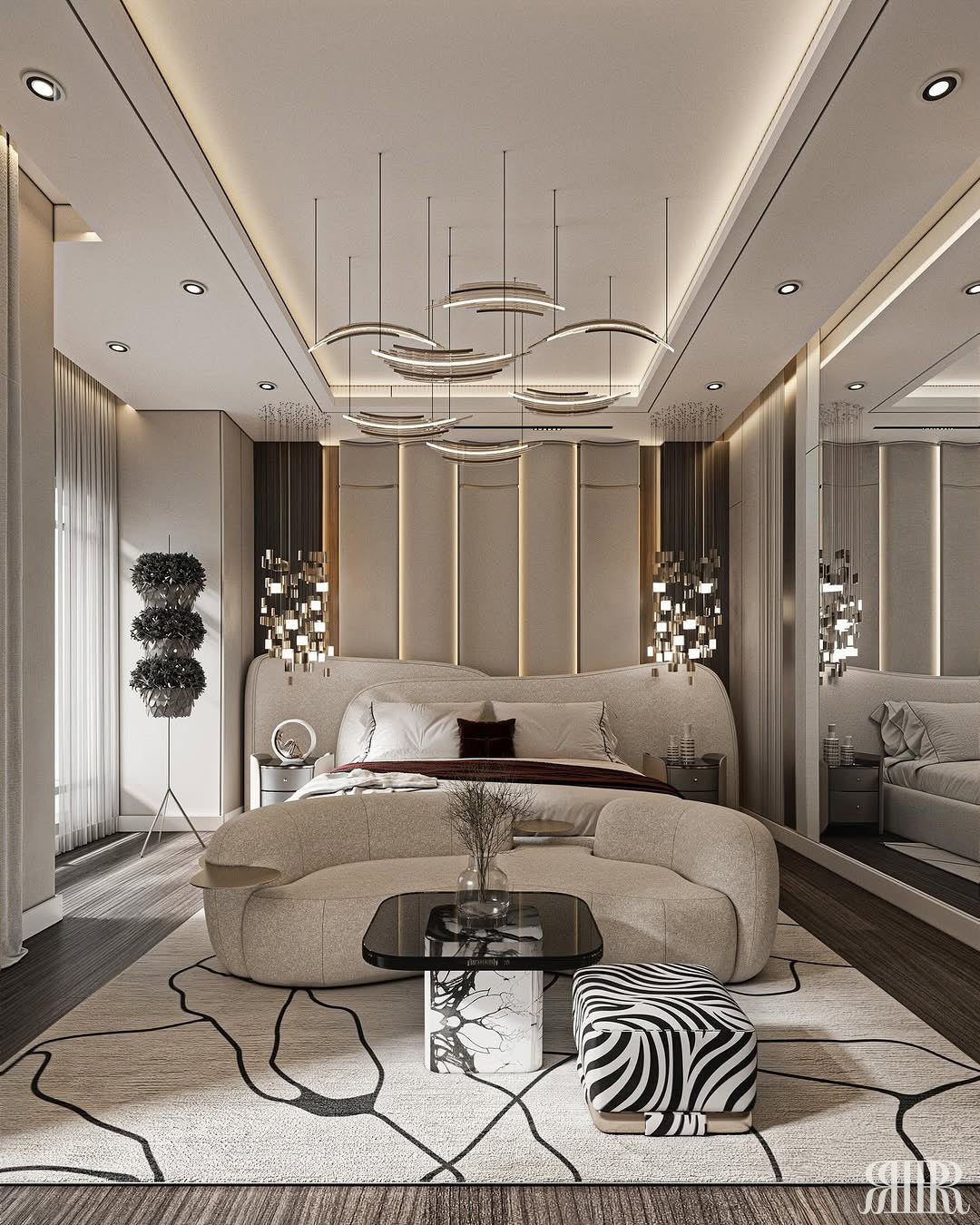 Modern living room with stylish furniture and decor