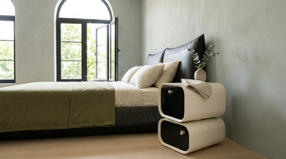 Luxury swivel nightstands in a matching pair
