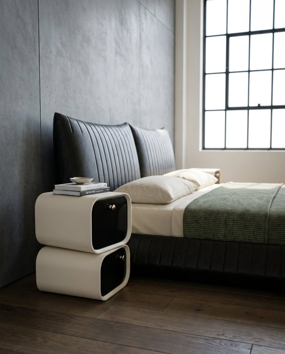 Swivel nightstand set for modern bedroom