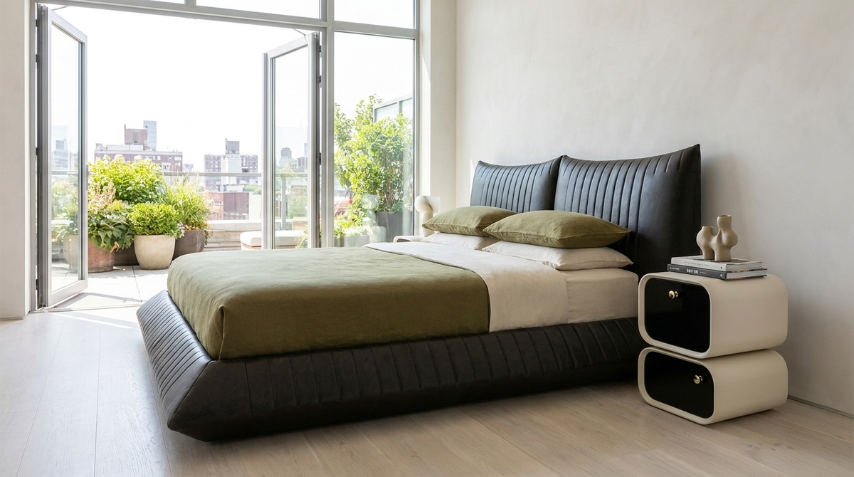 Modern luxury bedside table pair with drawers