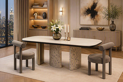 Rustic Rooms modern Trieste marble dining table with sophisticated design