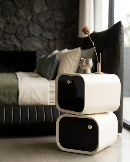 Swivel drawer bedside table set of two